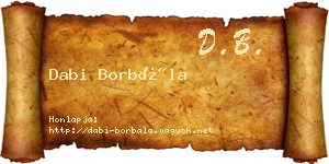 Dabi Borbála névjegykártya