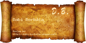 Dabi Borbála névjegykártya
